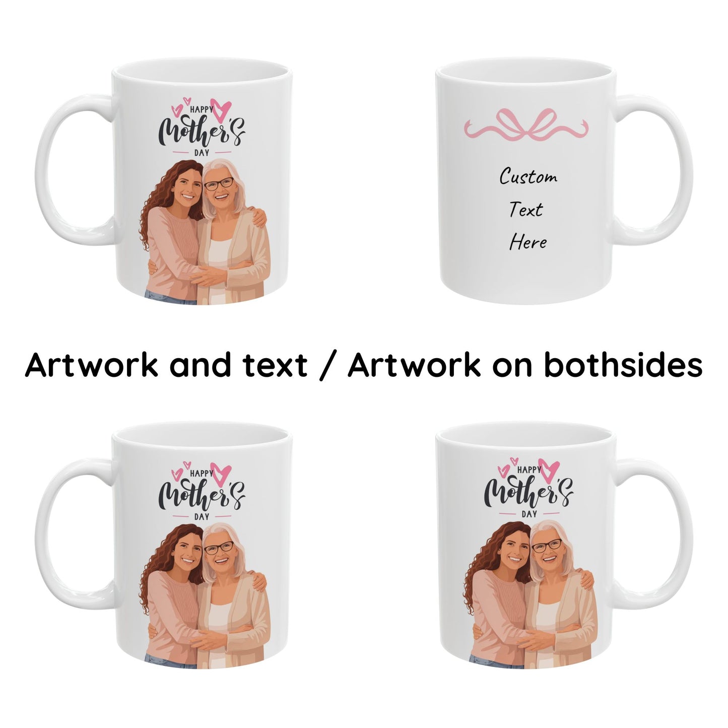 Personalized Mother's Day Mug – Custom Illustrated Photo Gift