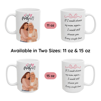 Personalized Mother's Day Mug – Custom Illustrated Photo Gift